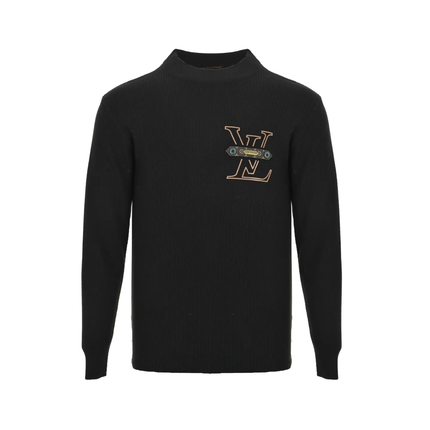 Louis Vuitton/Louis Vuitton chest old pattern leather crew neck sweater